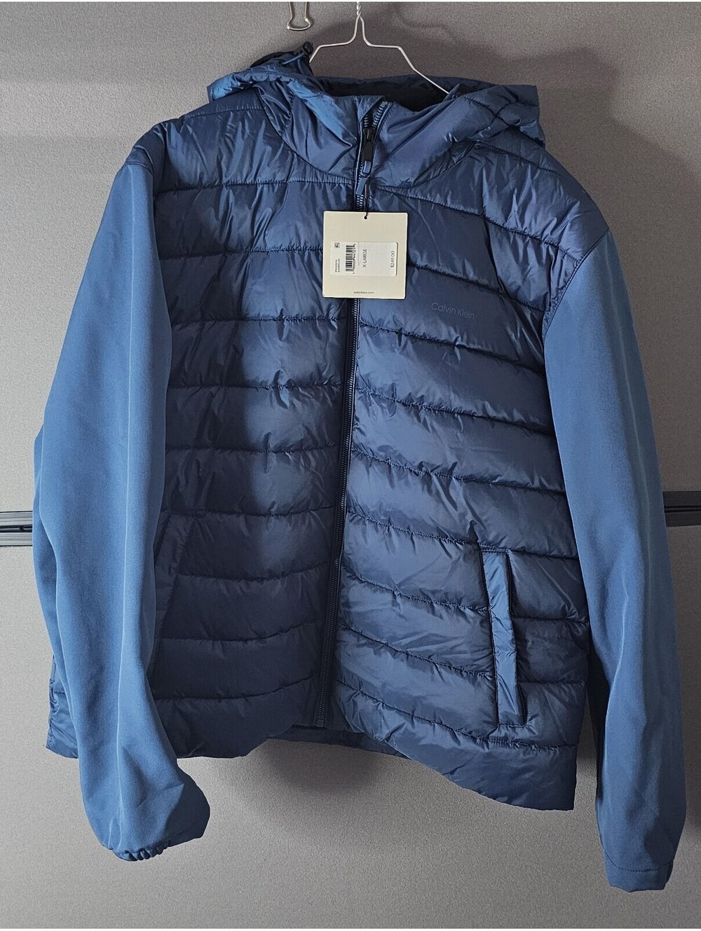 Calvin Klein Men's Blue Hooded Puffer Jacket Size XL